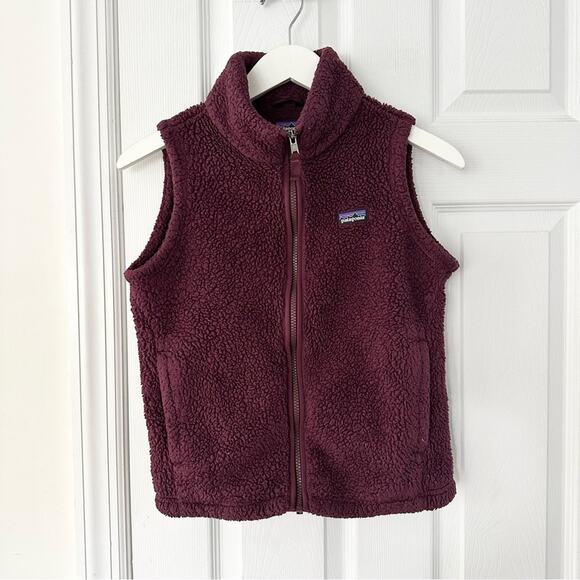 Patagonia Other - Patagonia Big Girls Los Gatos Burgundy Red Purple Fuzzy Full Zip Vest 14